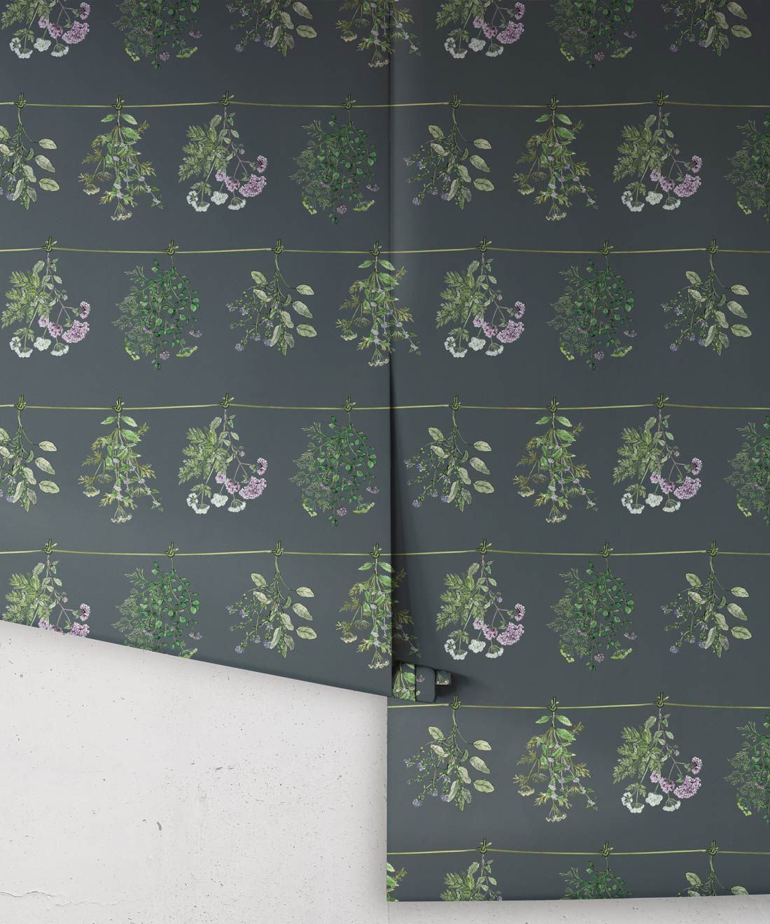 Dried Herbs Wallpaper • Hackney & Co. • Slate Grey • Roll