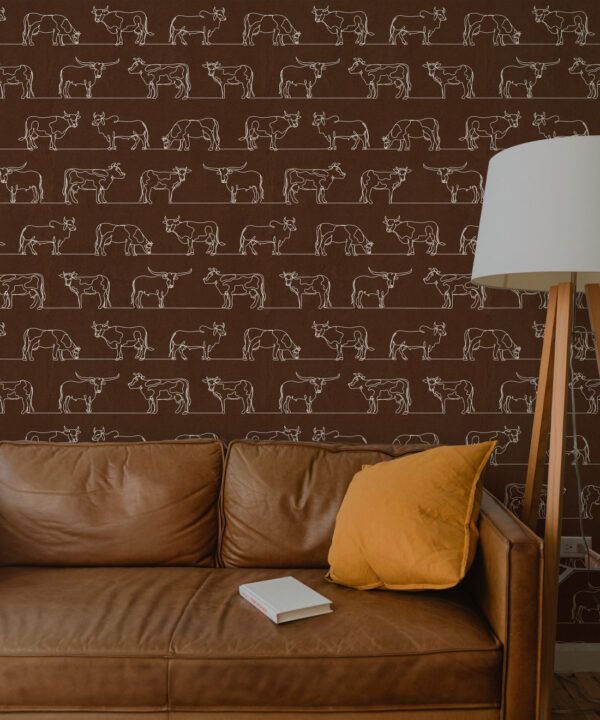 The Herd Wallpaper • Cow, Cattle, Farm Animals • Leather • Insitu