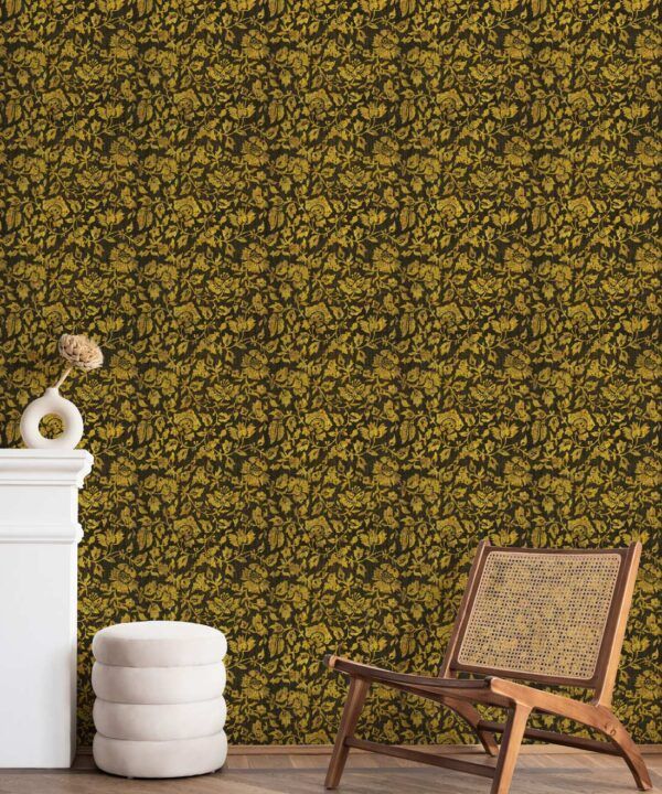 Damask Bloom Wallpaper • Charcoal • Insitu