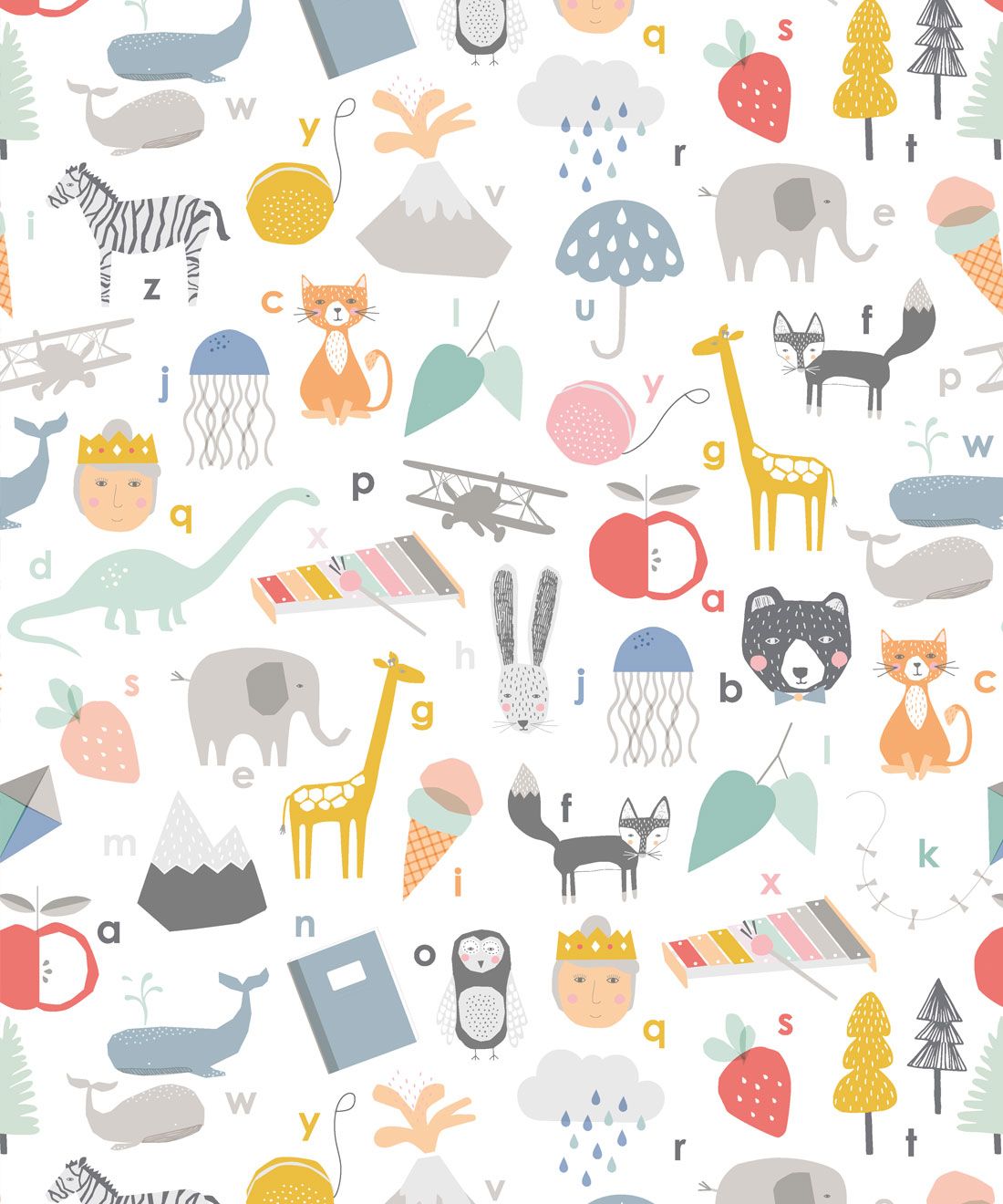 ABC Wallpaper • Alphabet Animal Wallpaper • Kids Wallpaper • Swatch