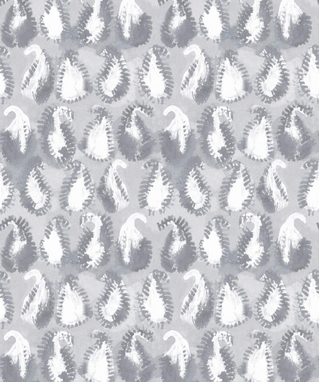 Shibori Paisley Wallpaper • Shibori • Silver • Swatch