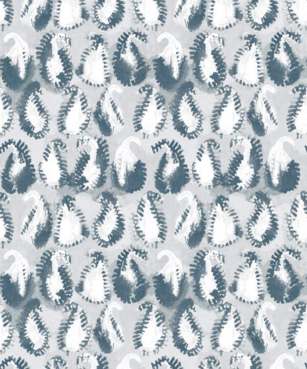 Shibori Paisley Wallpaper • Shibori • Washed Denim • Swatch