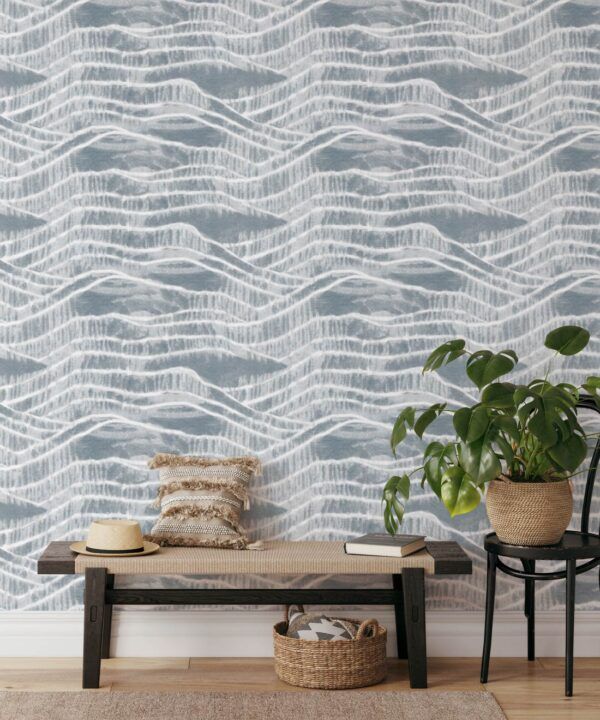 Vista Wallpaper • Shibori • Washed Denim Reversed • Insitu