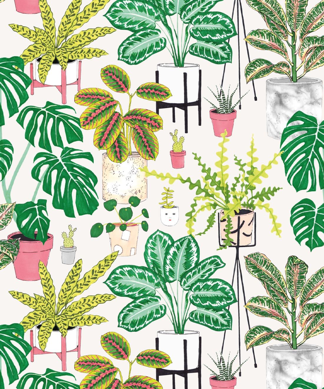 House Plants (Large) • Jacqueline Colley • Wallpaper Republic • Green • Swatch