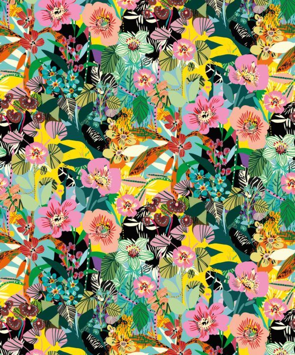Jardin de Fleurs • French Flowers Colorful Bold Floral Wallpaper • Kitty McCall • Swatch