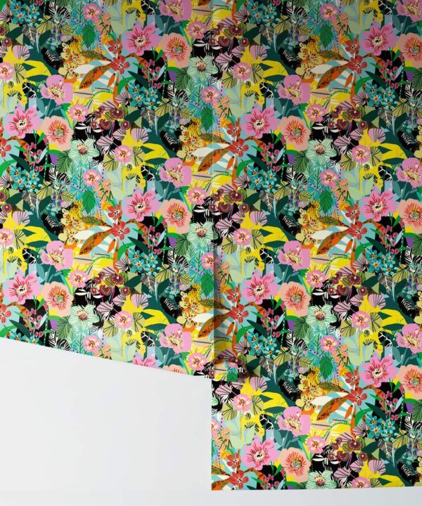 Jardin de Fleurs • Colorful Bold Floral Wallpaper • Kitty McCall • Rolls