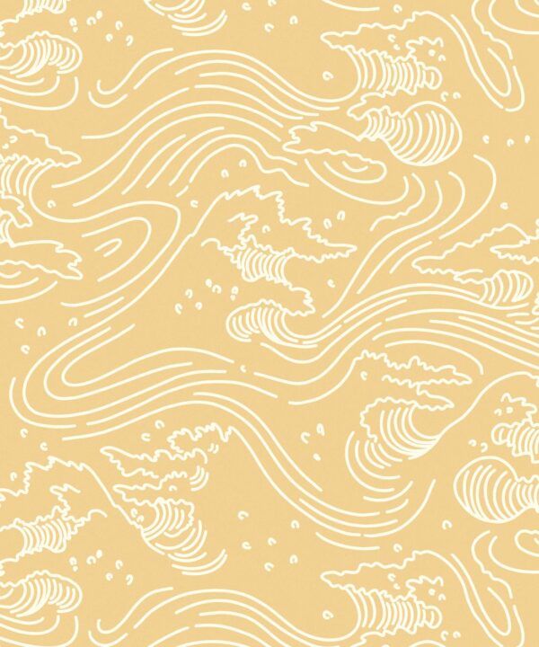 Pororoca Wave Wallpaper • Yellow • Swatch
