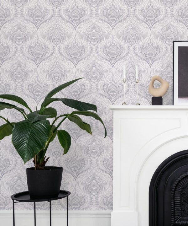 Baroque Fusion Wallpaper • Ornate Luxurious • Grey Reverse • Insitu