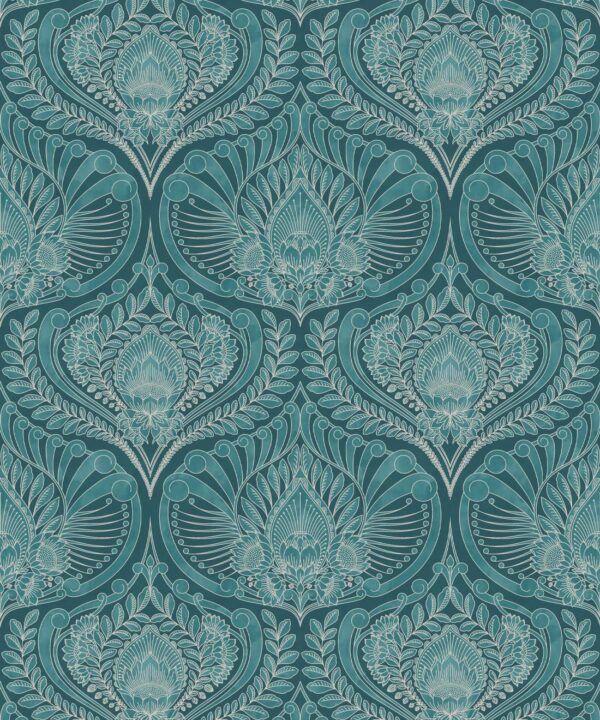 Baroque Fusion Wallpaper • Ornate Luxurious • Teal • Swatch