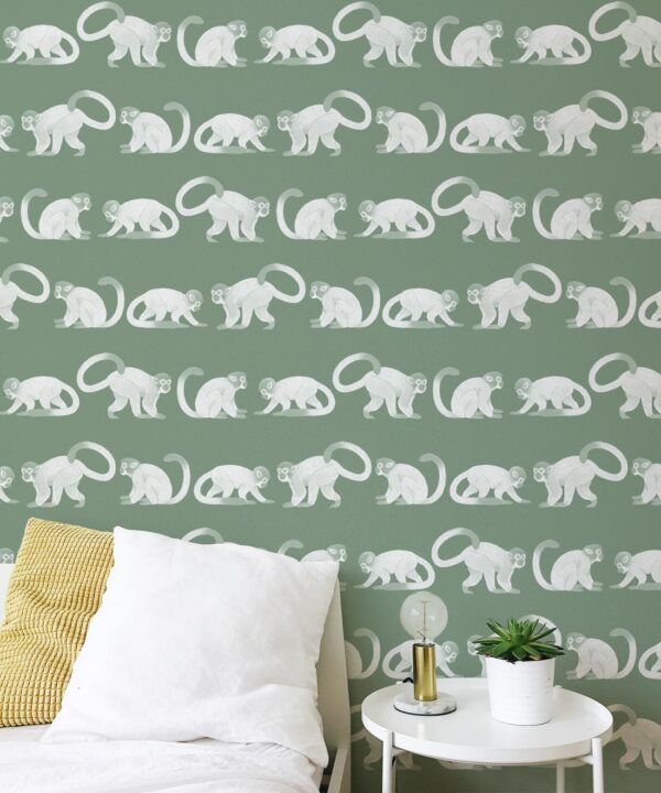 Squirrel Monkeys Wallpaper • Green• Insitu