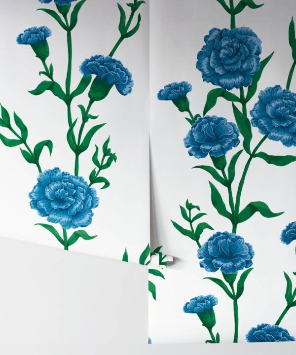 What In Carnation Wallpaper • Floral Wallpaper • Bradshaw Blue • Rolls