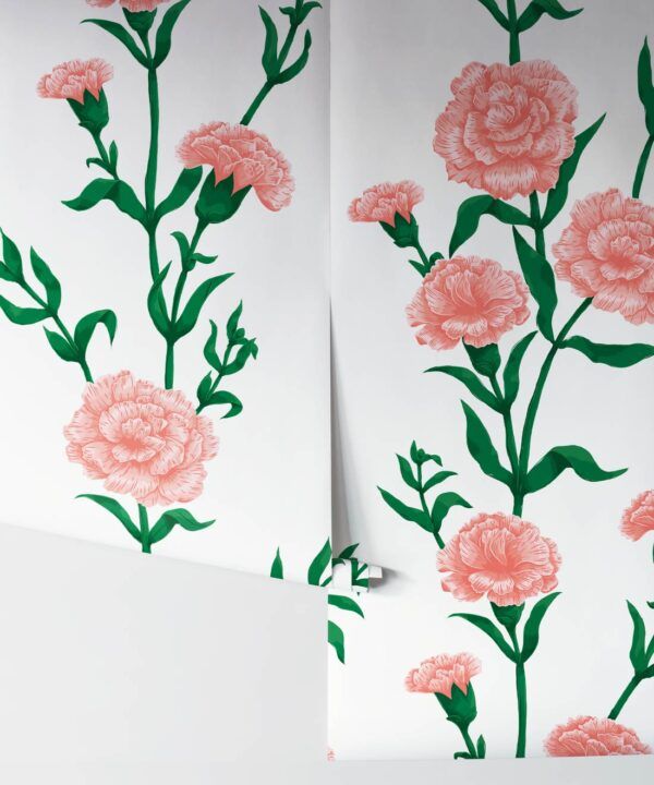 What In Carnation Wallpaper • Floral Wallpaper • Cosmopolitan Coral • Rolls