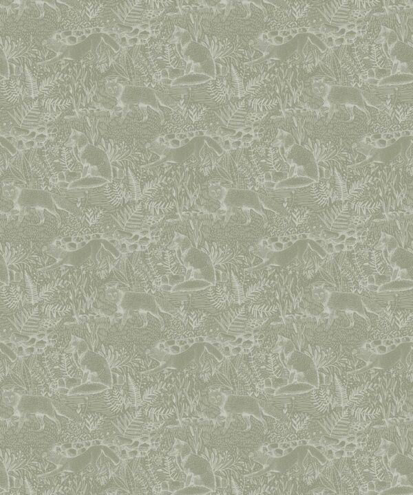 Fox Wallpaper • Animal Wallpaper • Sage • Swatch