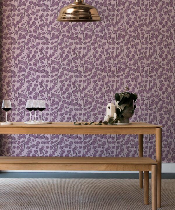 Lunaria Wallpaper • Floral Wallpaper • Violet • Insitu