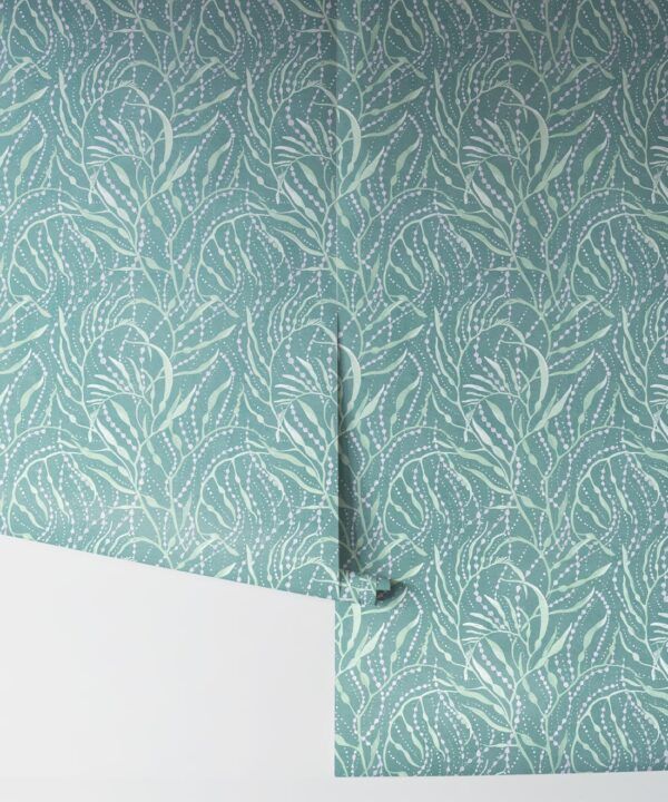 Neptunes Necklace Wallpaper • Floral Wallpaper • Aqua • Rolls