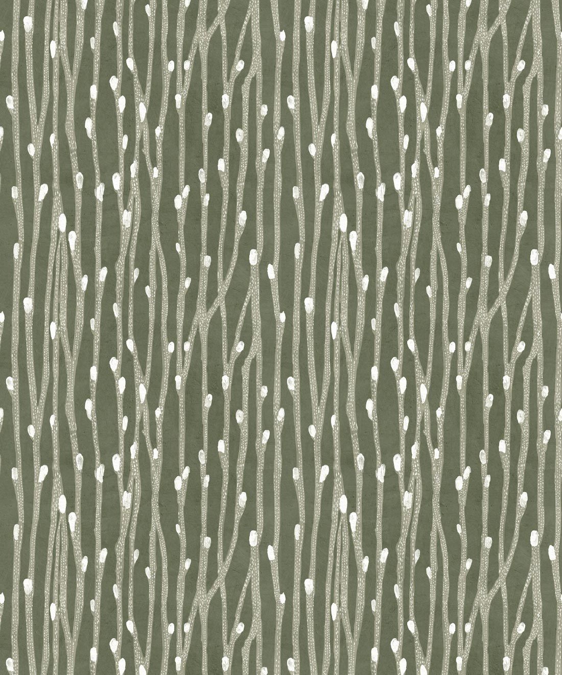 Pussy Willow Wallpaper • Abstract Botanical Wallpaper • Evergreen• Swatch