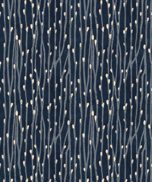 Pussy Willow Wallpaper • Floral Wallpaper • Indigo • Swatch