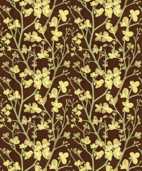 Quince Wallpaper • Floral Wallpaper • Brown • Swatch