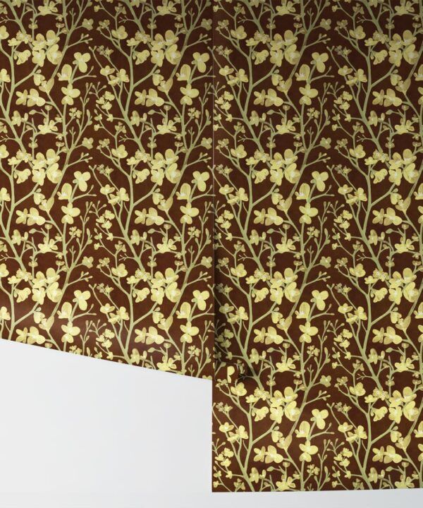 Quince Wallpaper • Floral Wallpaper • Brown • Rolls