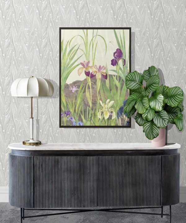 Antique Straight Wallpaper • Floral Wallpaper • Beige • Insitu