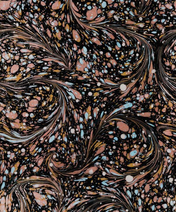 Marble Swirls Wallpaper • Orange • Insitu • Swatch