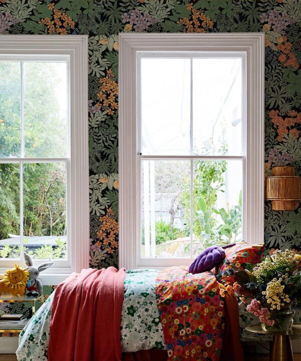 Atrium Wallpaper • Kip&Co • Leafy Botanical Wallpaper • Insitu with large window