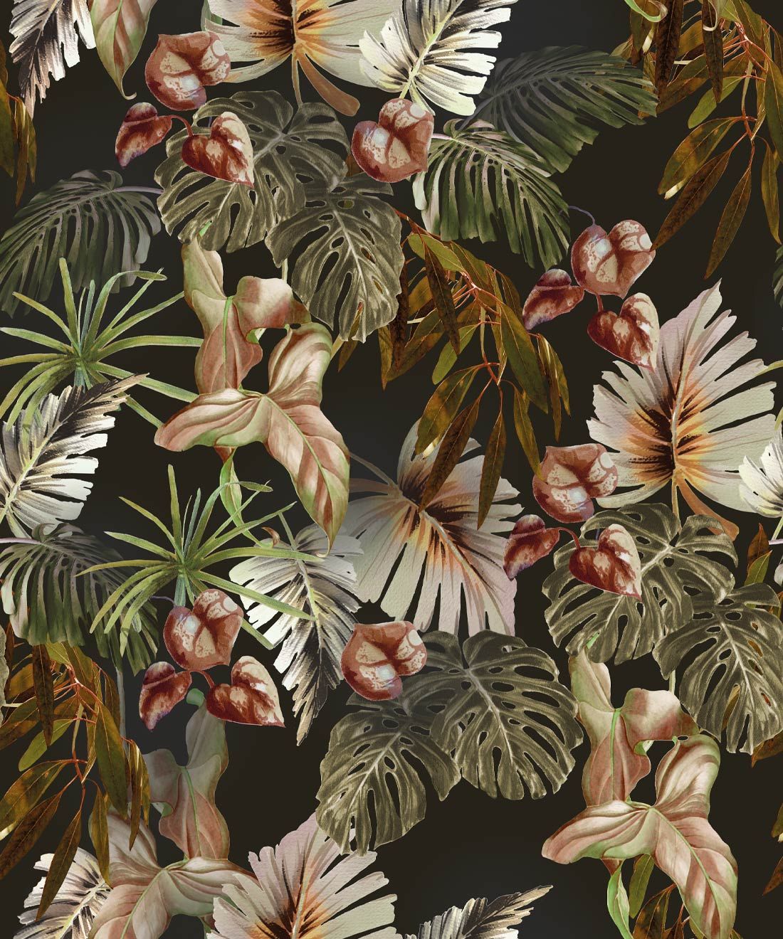 Night Jungle Wallpaper • Kip&co • Leafy Tropical Wallpaper • Swatch