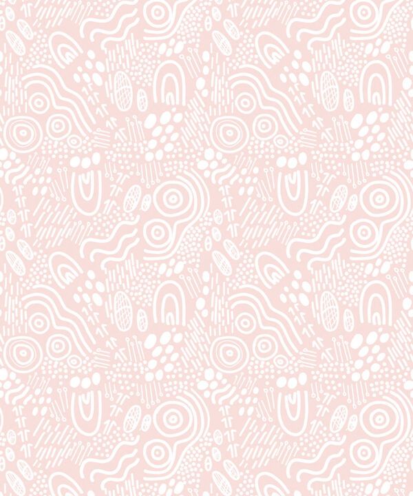 Landscapes Wallpaper • geometric • Pink & White• Swatch