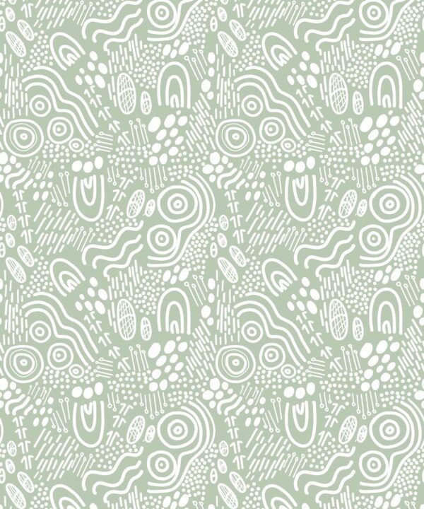 Landscapes Wallpaper • SageWhite • Sage & White • Swatch