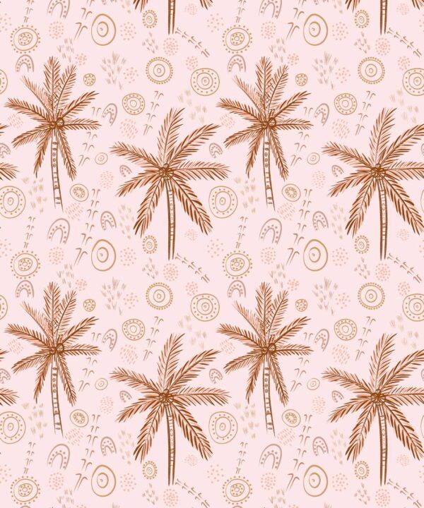 People On Country Wallpaper • Trees • Pink • Swatch