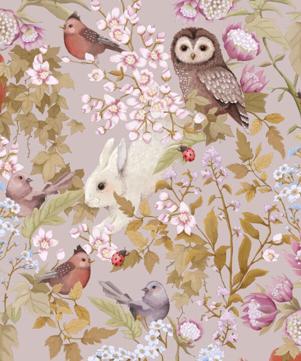 Woodlands Wallpaper • Children's Wallpaper • Petal grey • Swatch