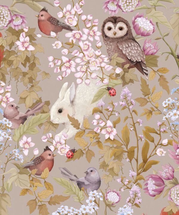 Woodlands Wallpaper • Children's Wallpaper • Taupe Grey• Swatch