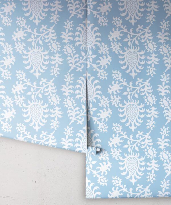 Desert Eve Wallpaper • Floral Wallpaper • Bell Blue • Roll