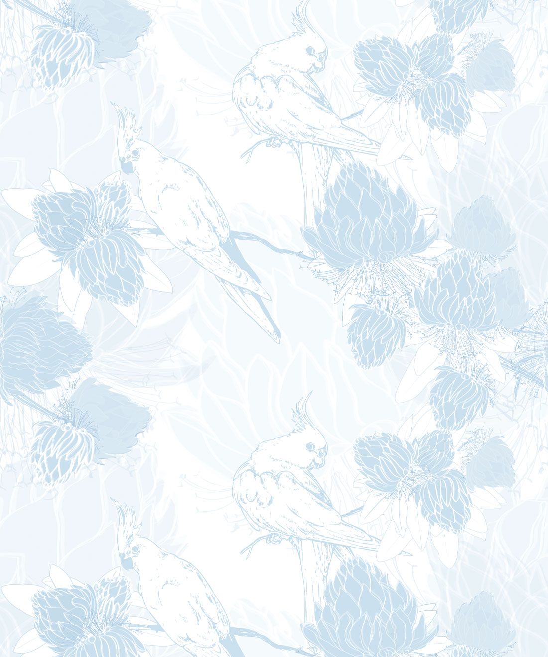 Desert Rose Wallpaper • Floral Wallpaper • Bell Blue • Swatch