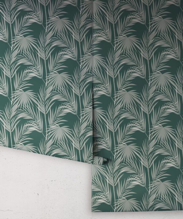 Daintree Palm Wallpaper • Floral Wallpaper • Forest Green • Roll