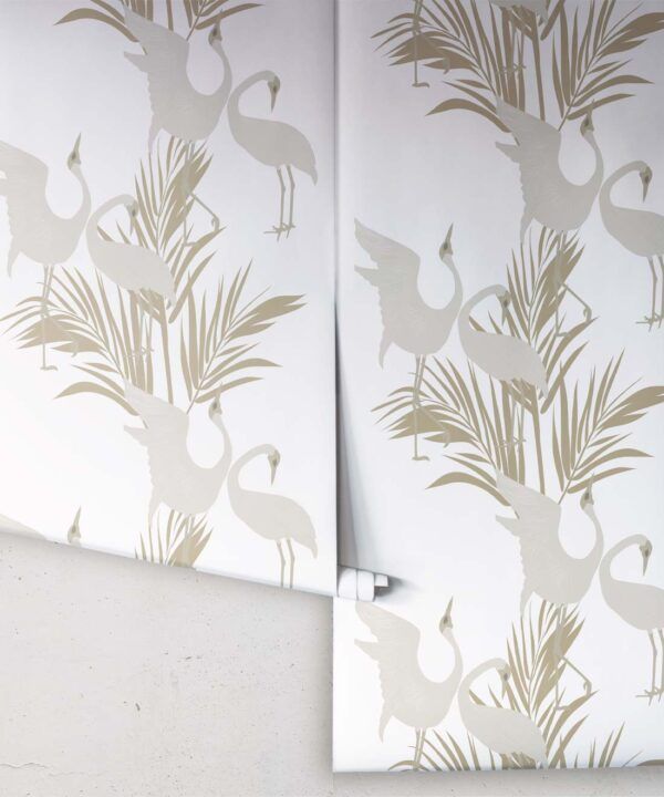 Dancing Brolga Wallpaper • Tropical Wallpaper • Brass • Roll