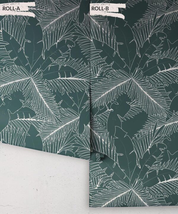 Art Deco Palm Wallpaper • Tropical Wallpaper • Forest Green• Roll