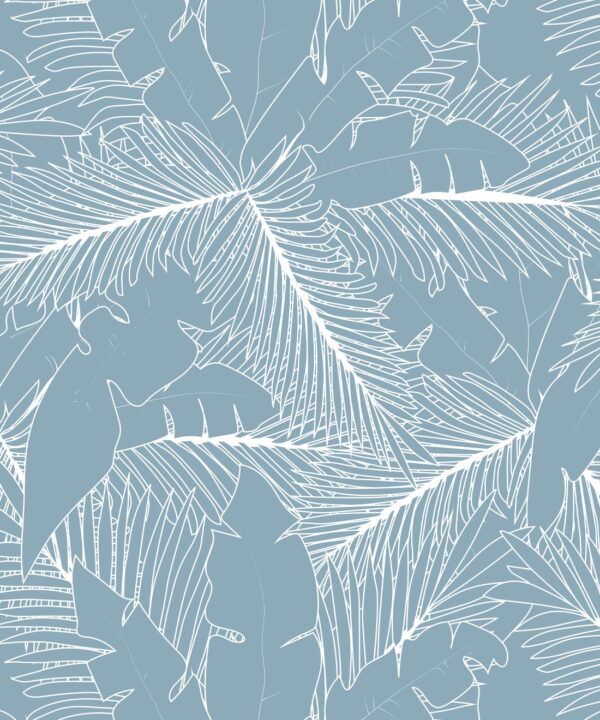 Art Deco Palm Wallpaper • Tropical Wallpaper • Powder Blue • Swatch