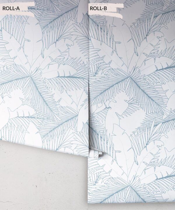 Art Deco Palm Wallpaper • Tropical Wallpaper • Powder Blue Reverse • Roll