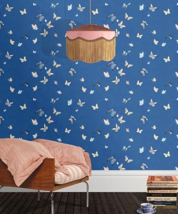 Butterflies Wallpaper • Cobalt • Insitu
