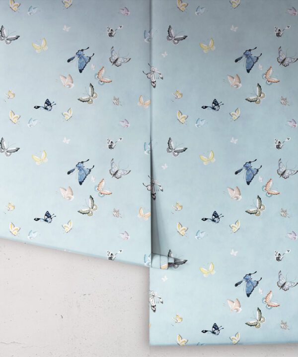 Butterflies Wallpaper • French Blue • Roll