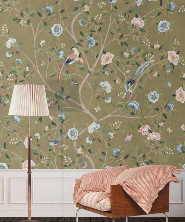 Camellia Tree Mural • Olive • Insitu