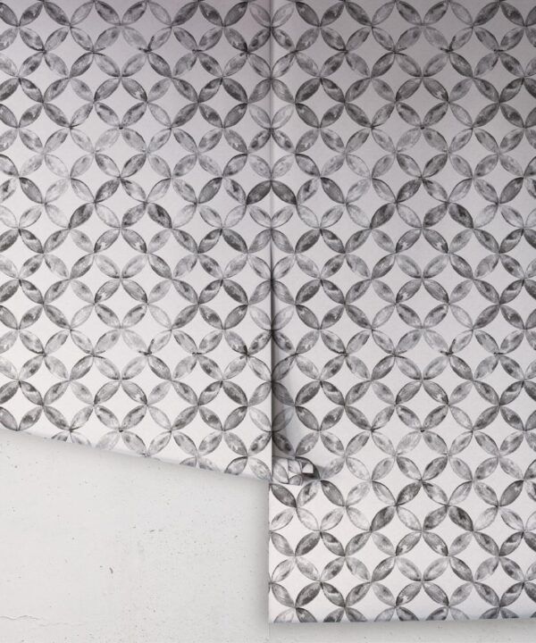 Petales Deux Wallpaper • Charcoal White • Rolls