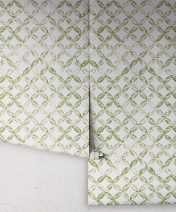 Petales Deux Wallpaper • Sage White • Rolls