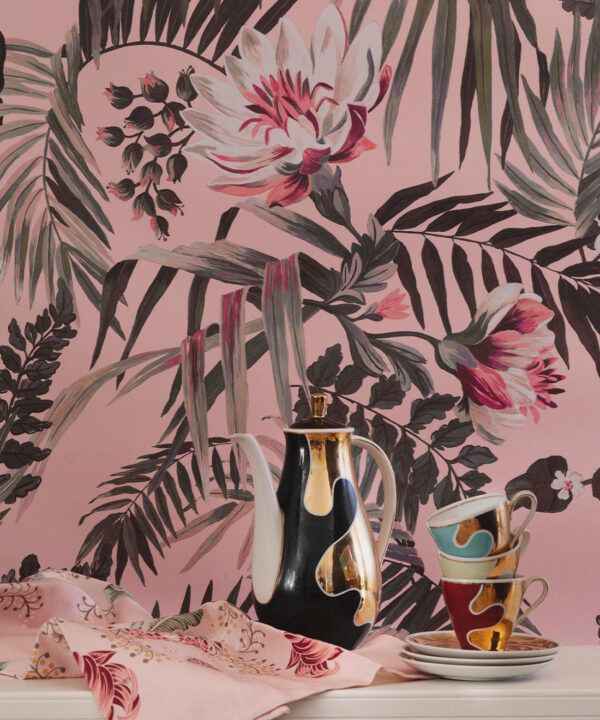Gumnut Paradise Wallpaper • Palm Rose • Insitu