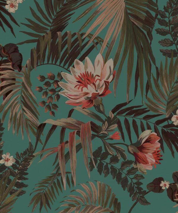 Majestic Palm Wallpaper • Teal • Swatch