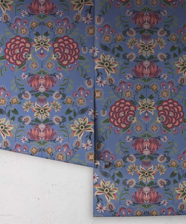 Waratah Wonderland Wallpaper • French Blue • Rolls