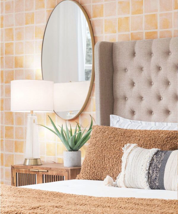 Caree Wallpaper • Sienna Light Peach • Insitu Bedroom 1