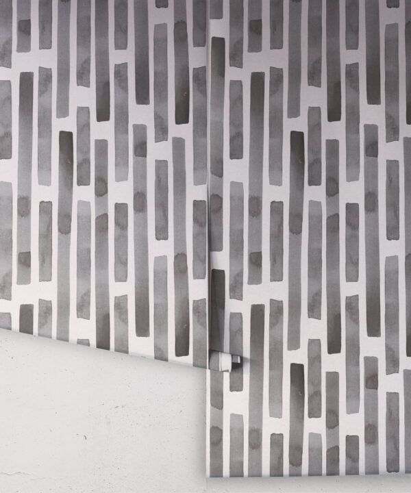 Colonnes Wallpaper • Charcoal White • Rolls