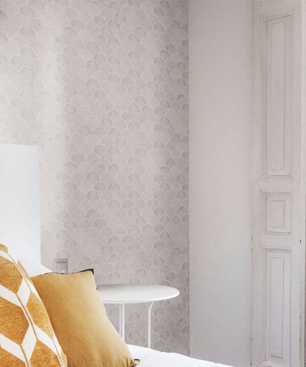 Ecailles Wallpaper • Grey White • Insitu